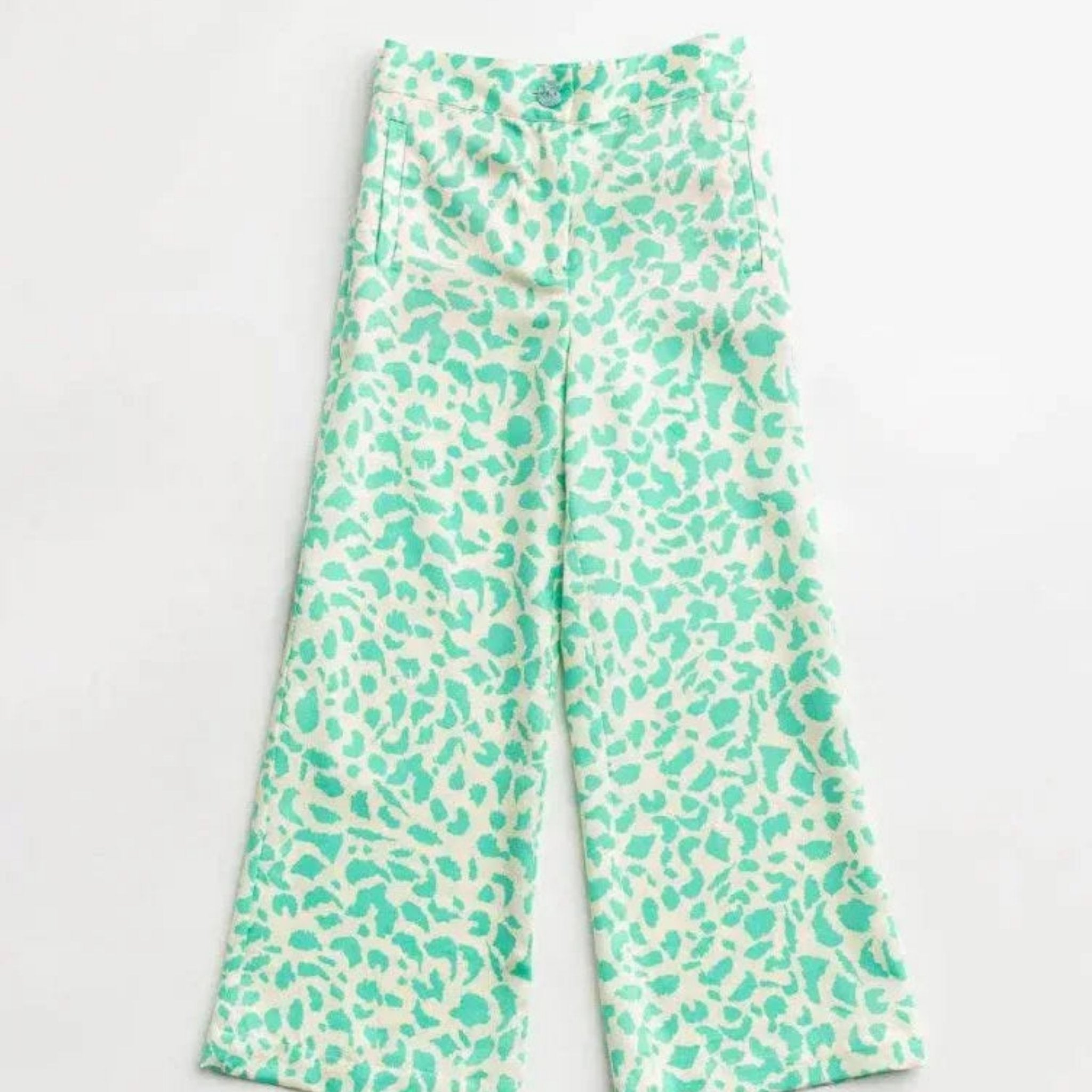 Blossom-Inspired Fashion Bottoms-Mint Green Printed Pants for Girls - Sharella Bella Children's Boutique