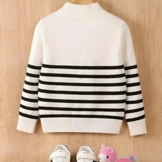 Boys Striped Knit Sweater – Zip-Up Classic Comfort - Sharella Bella Children's Boutique