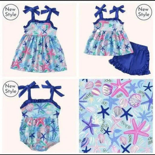 Girls Summer Dress – Seaside Shimmer Starry Style - Sharella Bella Children's Boutique