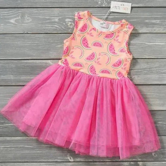 Girls Summer Dress – Sparkling Slice Watermelon Style - Sharella Bella Children's Boutique