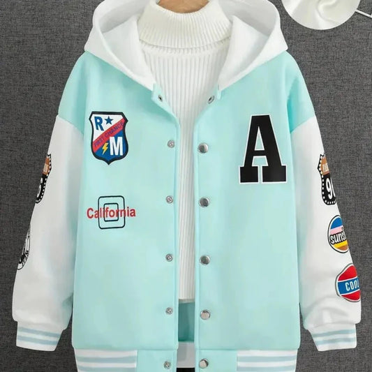 Letter Print Hooded Jacket – Trendy & Comfy Everyday Style - Sharella Bella Children's Boutique
