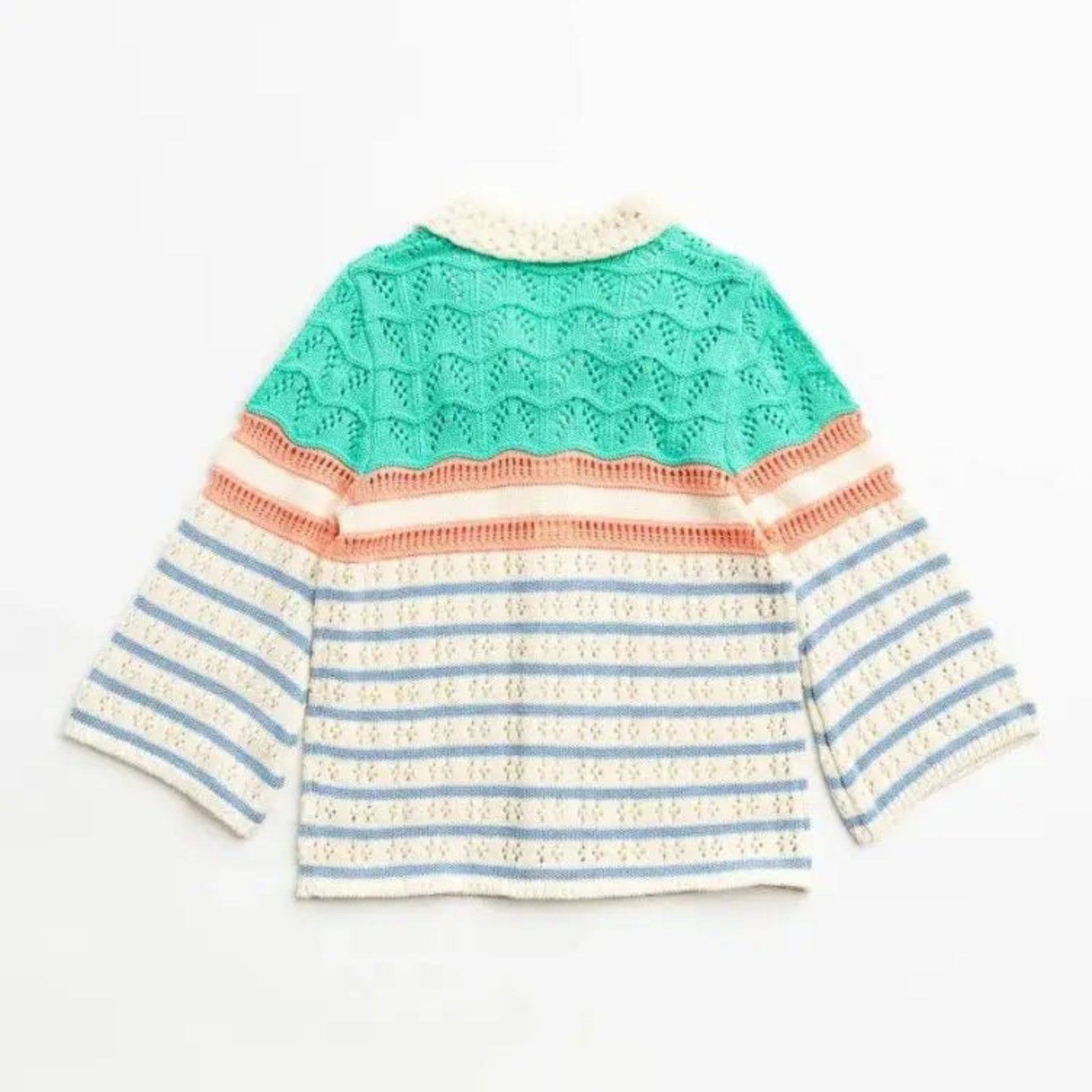 Sugarville Collared Crochet Cardigan - Sharella Bella Children's Boutique