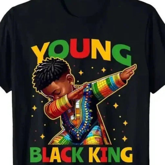 Young Black King Tee – Regal Drip Statement Style - Sharella Bella Children's Boutique