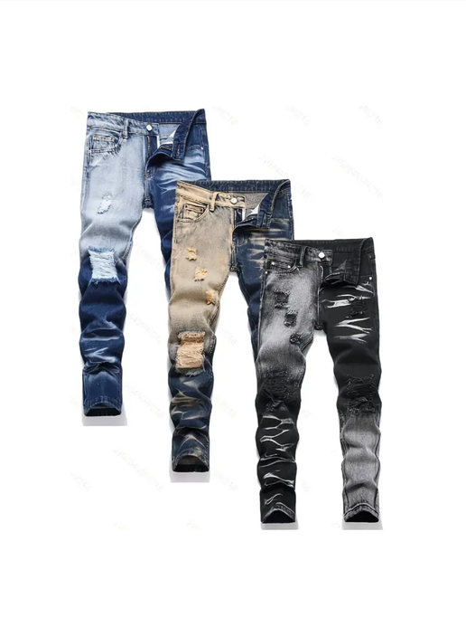 Retro Rebel Rips: Vintage Vibe Denim Distress